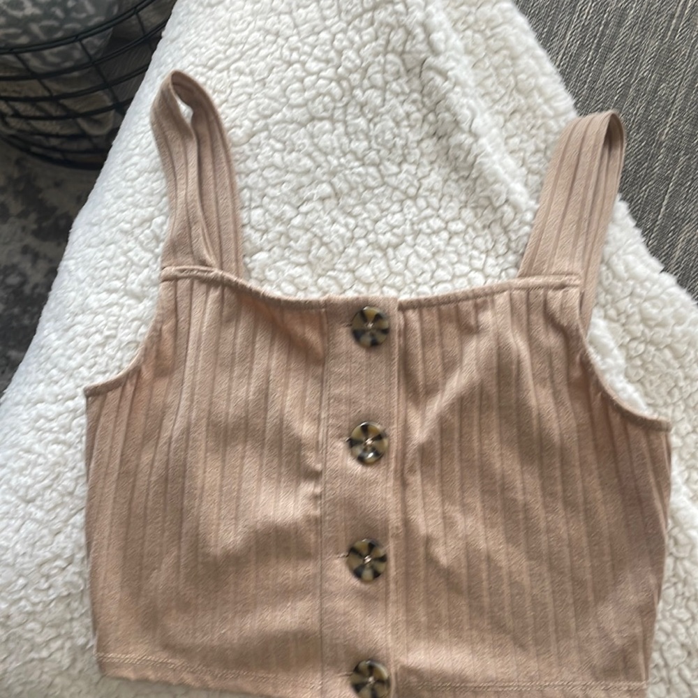 Tan knit crop top
